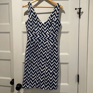 An Original Milly of New York Blue and White Chevron Dress, size 6.